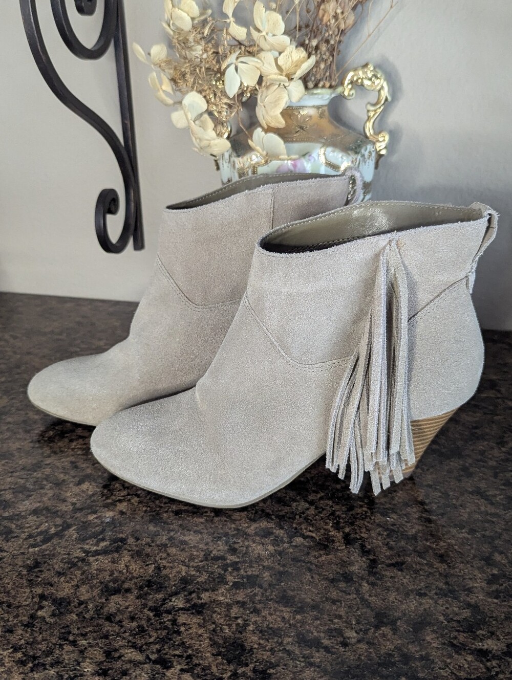 American Eagle Outfitters Faux Suede Fringe Booties With Small Heel 7